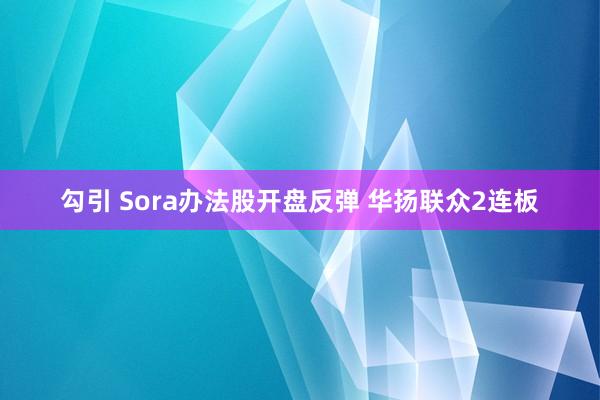 勾引 Sora办法股开盘反弹 华扬联众2连板