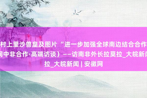 村上里沙兽皇及图片 “进一步加强全球南边结合合作”（新期间中非合作·高端访谈）——访南非外长拉莫拉_大皖新闻 | 安徽网