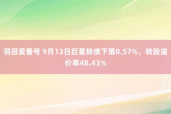 羽田爱番号 9月13日巨星转债下落0.57%，转股溢价率48.43%