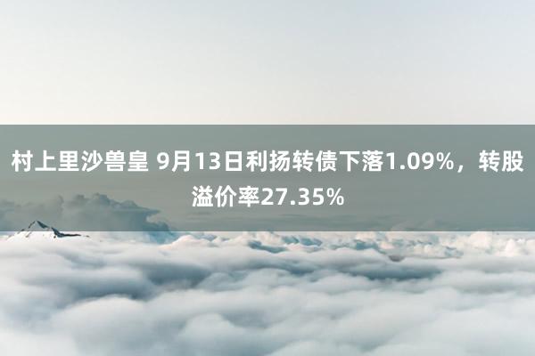 村上里沙兽皇 9月13日利扬转债下落1.09%，转股溢价率27.35%