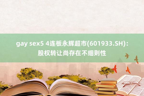 gay sex5 4连板永辉超市(601933.SH)：股权转让尚存在不细则性