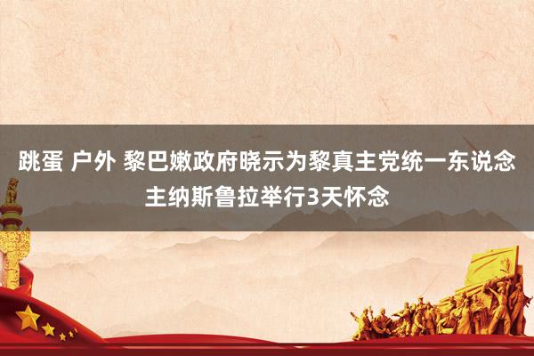 跳蛋 户外 黎巴嫩政府晓示为黎真主党统一东说念主纳斯鲁拉举行3天怀念