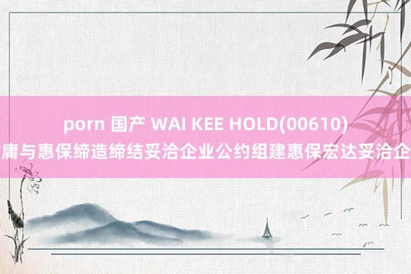 porn 国产 WAI KEE HOLD(00610)附庸与惠保缔造缔结妥洽企业公约组建惠保宏达妥洽企业