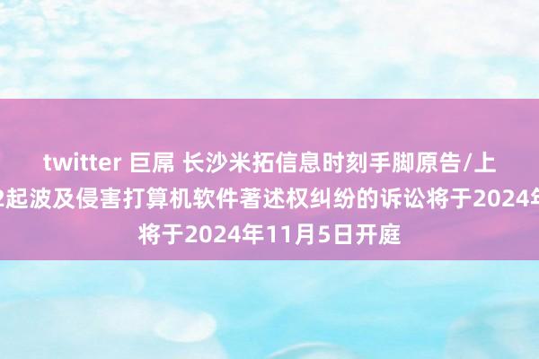 twitter 巨屌 长沙米拓信息时刻手脚原告/上诉东说念主的2起波及侵害打算机软件著述权纠纷的诉讼将于2024年11月5日开庭