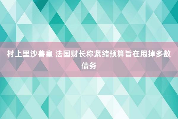 村上里沙兽皇 法国财长称紧缩预算旨在甩掉多数债务