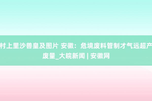 村上里沙兽皇及图片 安徽：危境废料管制才气远超产废量_大皖新闻 | 安徽网