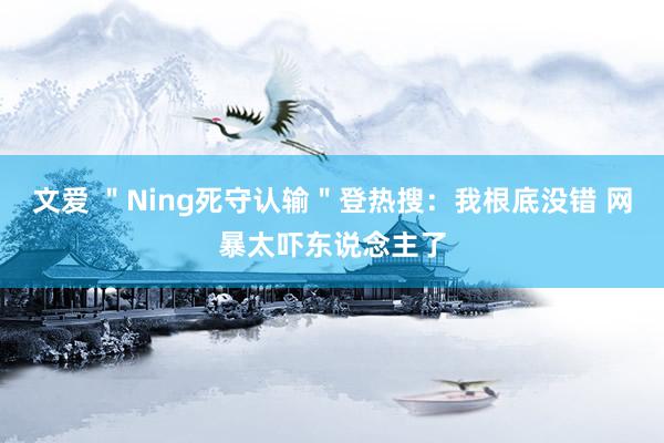 文爱 ＂Ning死守认输＂登热搜：我根底没错 网暴太吓东说念主了