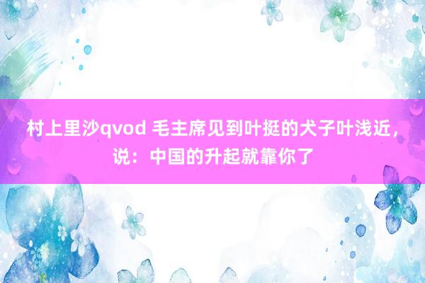 村上里沙qvod 毛主席见到叶挺的犬子叶浅近，说：中国的升起就靠你了