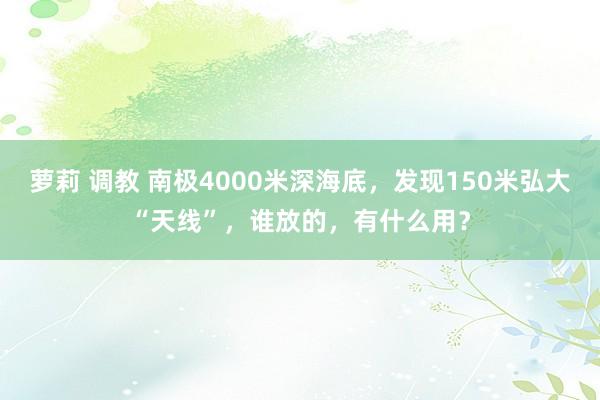 萝莉 调教 南极4000米深海底，发现150米弘大“天线”，谁放的，有什么用？