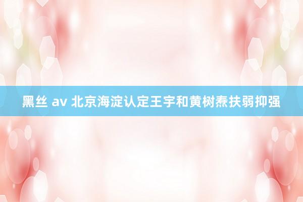 黑丝 av 北京海淀认定王宇和黄树焘扶弱抑强