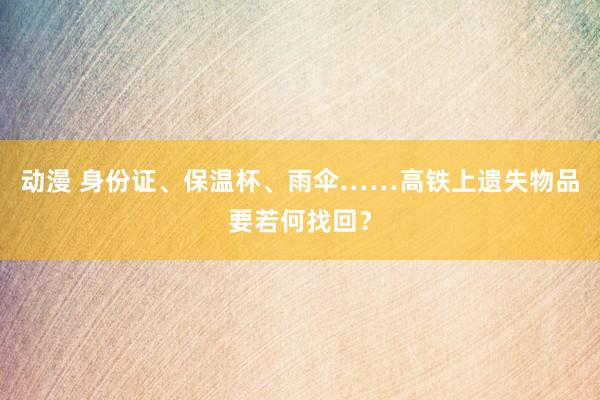 动漫 身份证、保温杯、雨伞……高铁上遗失物品要若何找回？