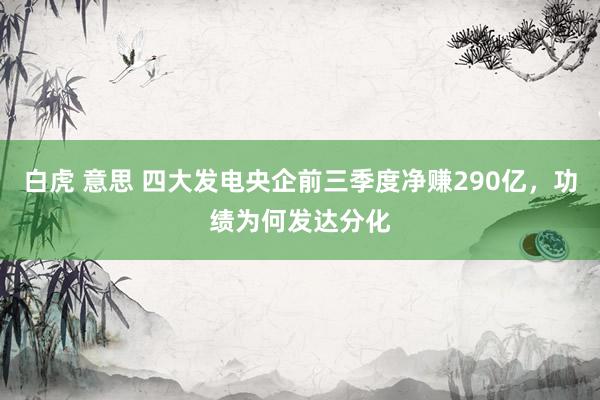 白虎 意思 四大发电央企前三季度净赚290亿，功绩为何发达分化