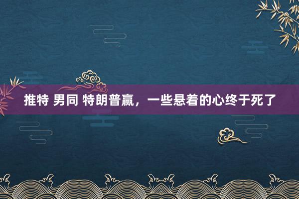 推特 男同 特朗普赢，一些悬着的心终于死了