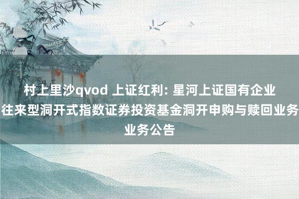 村上里沙qvod 上证红利: 星河上证国有企业红利往来型洞开式指数证券投资基金洞开申购与赎回业务公告