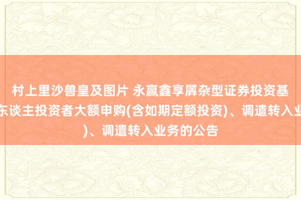 村上里沙兽皇及图片 永赢鑫享羼杂型证券投资基金暂停个东谈主投资者大额申购(含如期定额投资)、调遣转入业务的公告