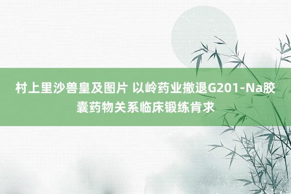 村上里沙兽皇及图片 以岭药业撤退G201-Na胶囊药物关系临床锻练肯求