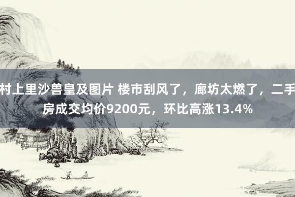 村上里沙兽皇及图片 楼市刮风了，廊坊太燃了，二手房成交均价9200元，环比高涨13.4%