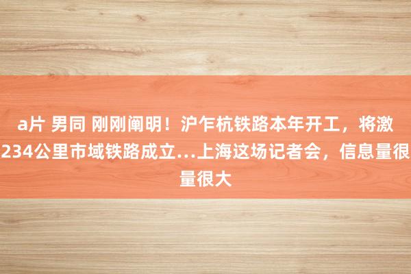 a片 男同 刚刚阐明！沪乍杭铁路本年开工，将激动234公里市域铁路成立…上海这场记者会，信息量很大